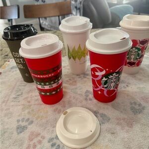 Starbucks Red Cups Coffee Lot Holidays + w/Lids